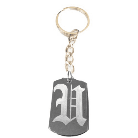 Letter U OLD English Font Initial First Name Logo - Metal Ring Key Chain