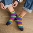 thumbnail image 3 of Rateoe Colorful Glitter Rainbow Pattern Quarter Crew Socks,Toe Seamed Ankle Socks,Cotton Cushioned Breathable Athletic Crew Sports Socks, 3 of 7