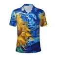thumbnail image 2 of Daiia Whimsical Sunflowers Night Sky Pattern Men’s Polo Shirts,Solid Deck Shirt,Classic Fit, Breathable Cotton Polo for Casual and Sport Wear-XX-Large, 2 of 7