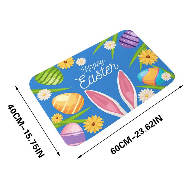 Alfombrillas de Cocina para Piso, Flanela de Conejo de Pascua Puerta Antideslizante Y Alfombra de Cocina, 40x60cm, Alfombrilla de Piso de Fibra de Poliéster Suave para Interiores, Alfombrillas de Puer