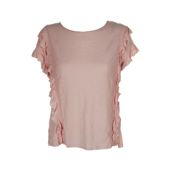 Vince Camuto Womens French Peach Tiered Ruffle-Sleeve Blouse M