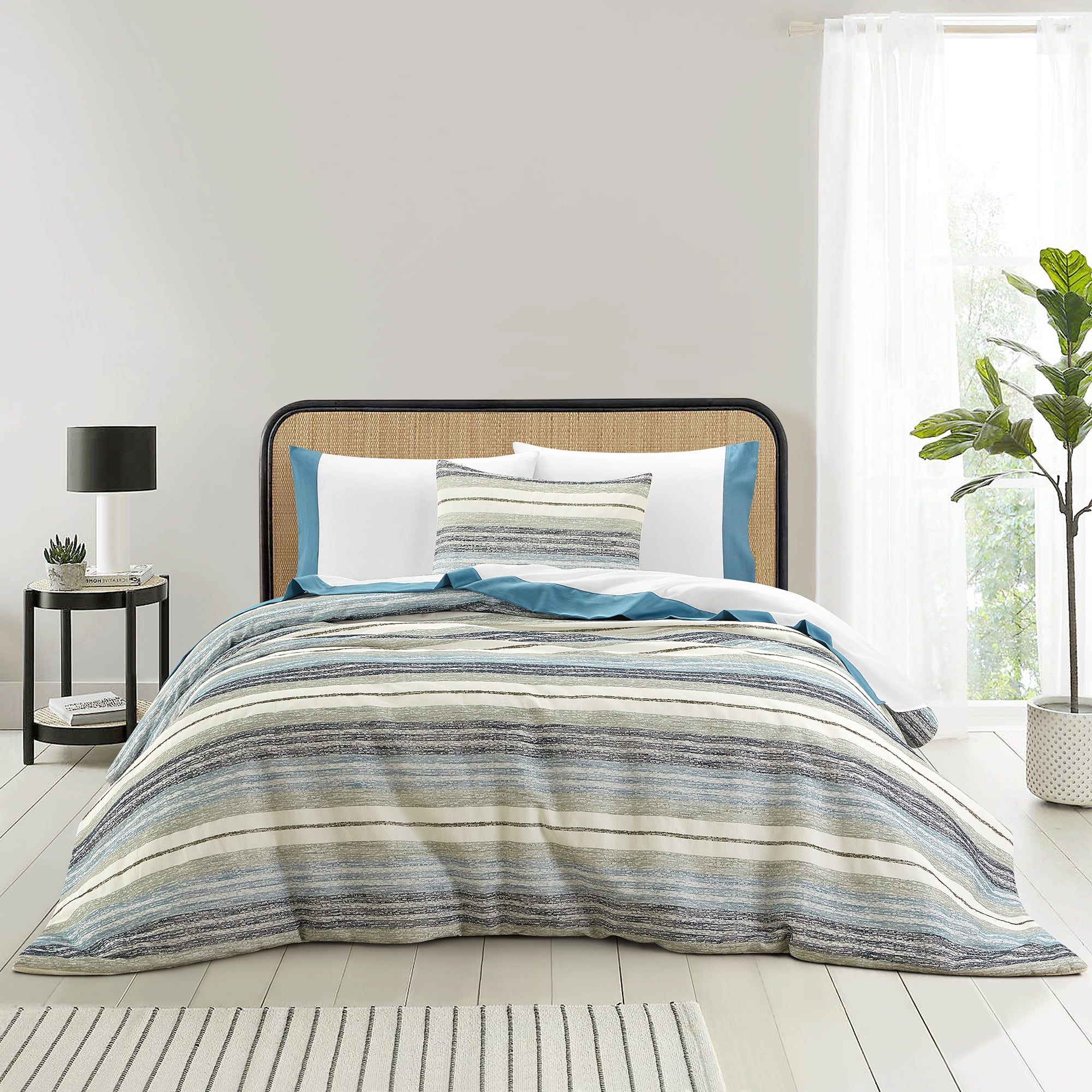 Better Homes & Gardens 7 Piece Woven Stripe Bed in a Bag Comforter Set with Sheets, Queen