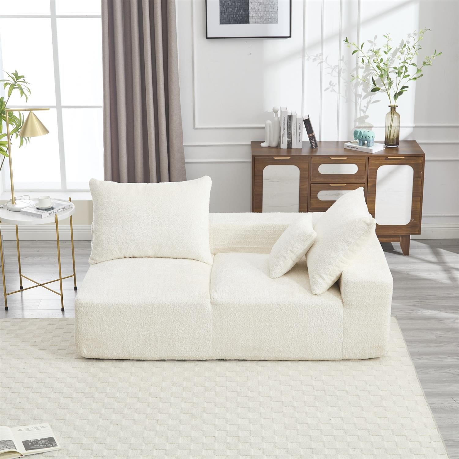 Demi Bonn 67" Premium Fabric Sofa, Cozy 2-Person Couch for Living Room and Office, Comfort Style Lazy Leisure Seat, White