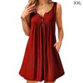 thumbnail image 1 of Vestido de mujer Chaleco con botones plisado Camiseta Vestido informal sin mangas con bolsillo, Rojo vino, XXL Advancent AP002060-20, 1 of 6
