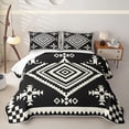 thumbnail image 2 of jejeloiu Bold Aztec Quilt King For Men Women,Tribal Pattern King Coverlet Set,Black White,3 Pieces, 2 of 7