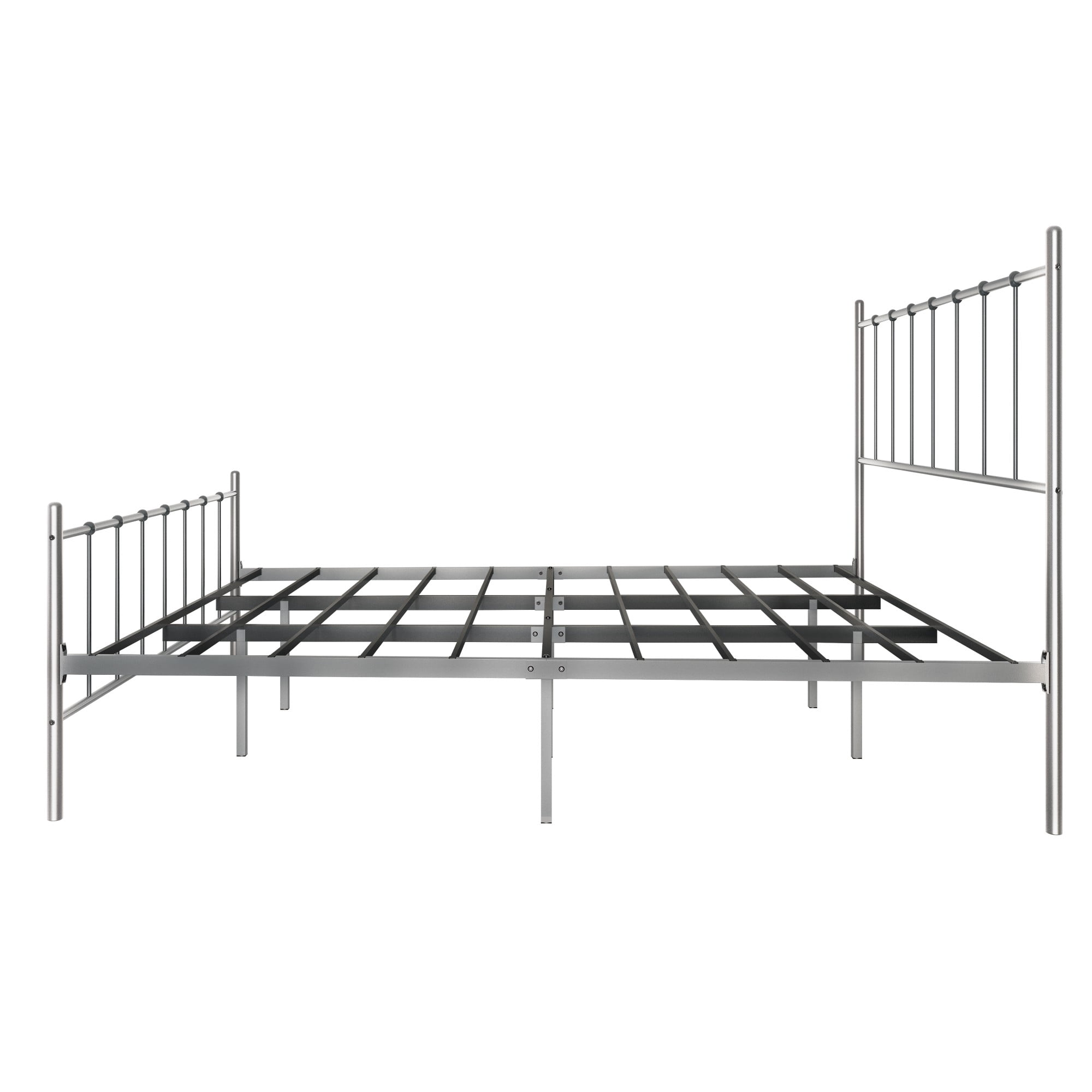 Home Design Calhoun Classic Queen Metal Bed, Sturdy Platform Frame with Decorative Headboard & Footboard, Sliver Gray
