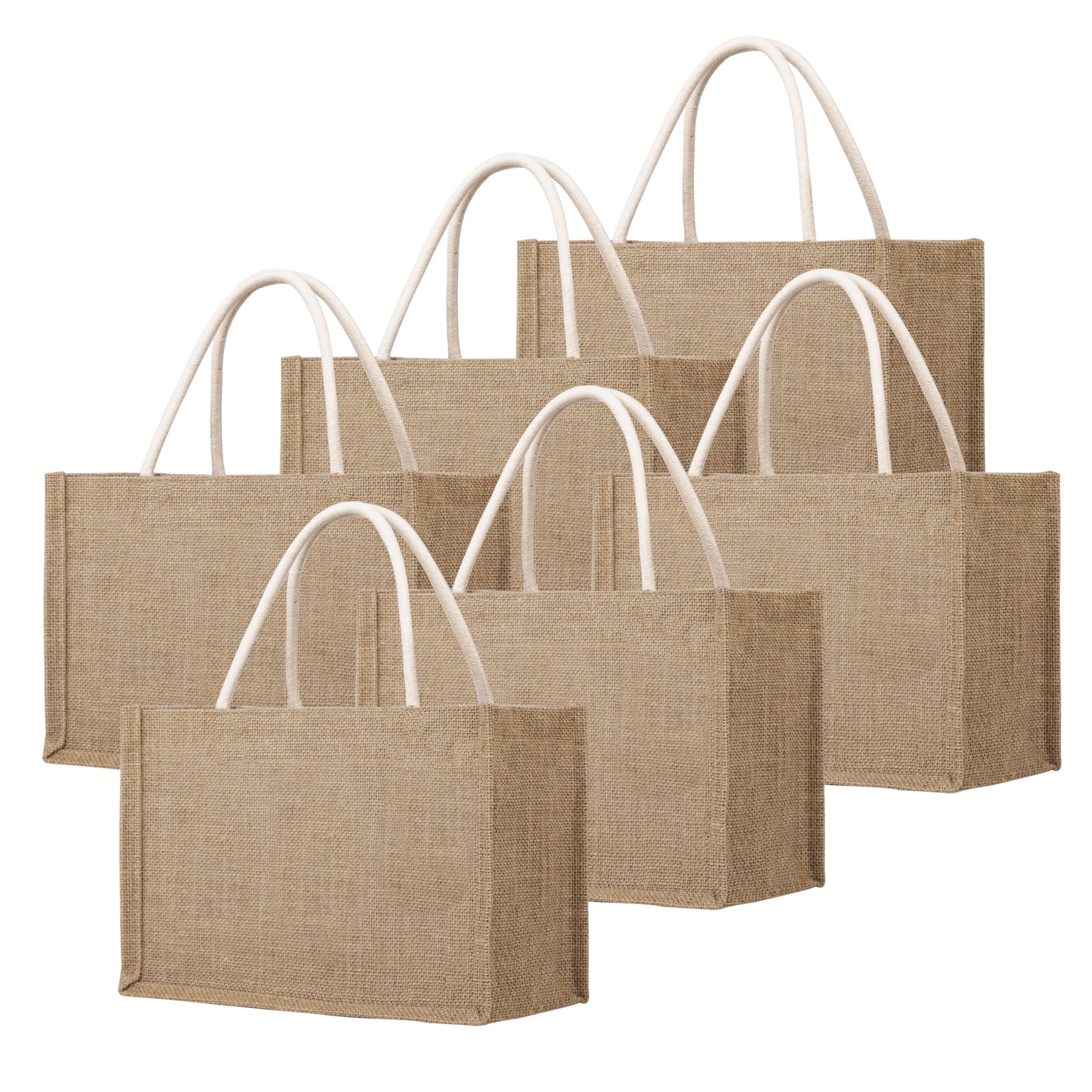 Toptie 6 Pack Burlap Tote Bags with Handles, Bridal Gift Bags Reusable ...