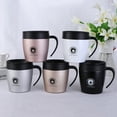 thumbnail image 3 of Giunmcul Insulated Stainless Steel Coffee Mug with Lid Double Wall Vacuum Flask 350ml Rose Gold Black, 3 of 3