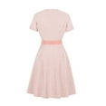 thumbnail image 4 of Henpk Summer Dresses for Women Striped T Shirt Dress Casual Midi Dress Short Sleeve Sundress with Pockets Fashion Summer V-Neck Solid Short Sleeve Dress Casual Mini Dress Pink M, 4 of 4