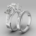 thumbnail image 2 of HOOUN 2pcs/set 925 Silver Rings Women Couple Engagement Wedding Cubic Zirconia Jewelry-01#-6, 2 of 8