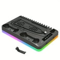 thumbnail image 1 of PS5 Cooling Stand with 7-Color Lights, Dual Controller Charger & Headphone Hook, CD Storage Gaming Organizer, 1 of 12
