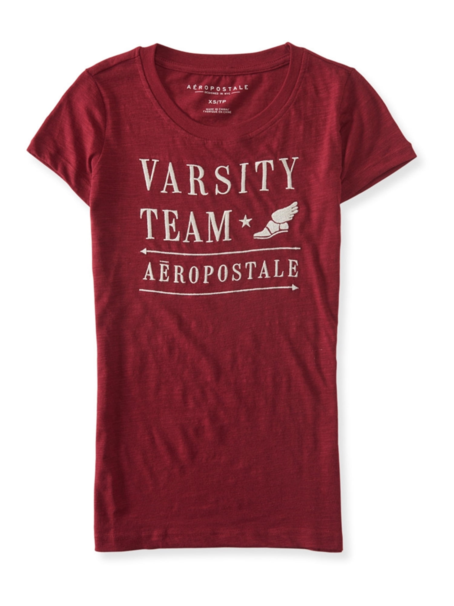 AEROPOSTALE Womens Varsity Team Embellished T-Shirt