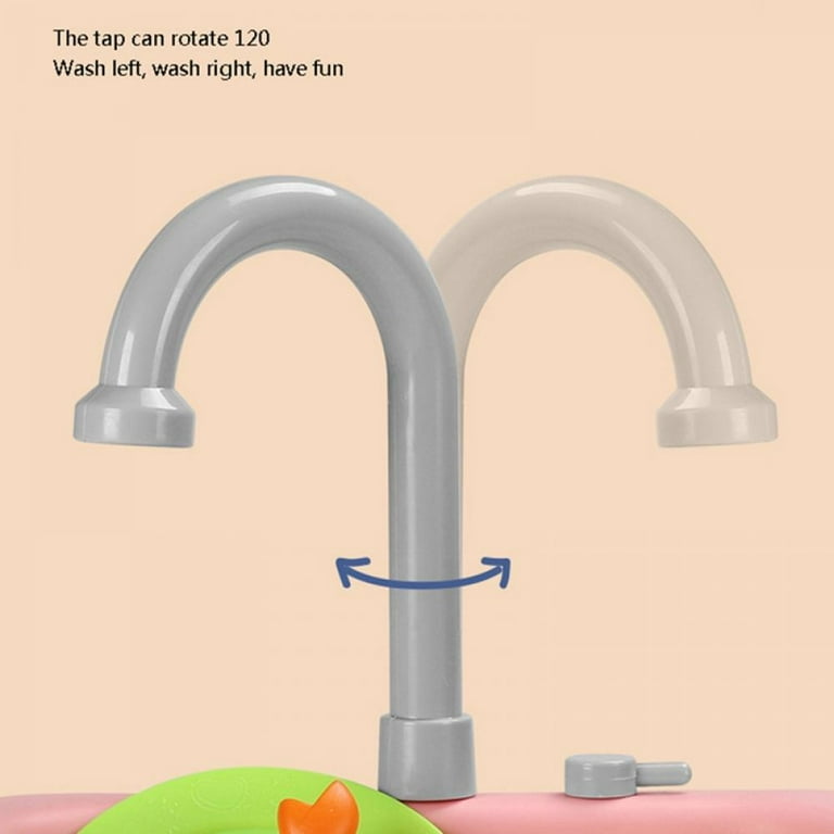 Play Sink with Running Water Kids Play Kitchen Toy Sink Electronic Dishwasher Pretend Role Play Kitchen Toys Set with Upgraded Working Faucet and