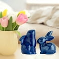 thumbnail image 4 of Xecvkr Ceramic Rabbit Ornaments Cute Living Room Decor Desktop Bookcase Study TV Cabinet Home Office Bedroom Birthday Valentine’s Easter Holiday Gift Friends Family Set of 2 Blue, 4 of 5