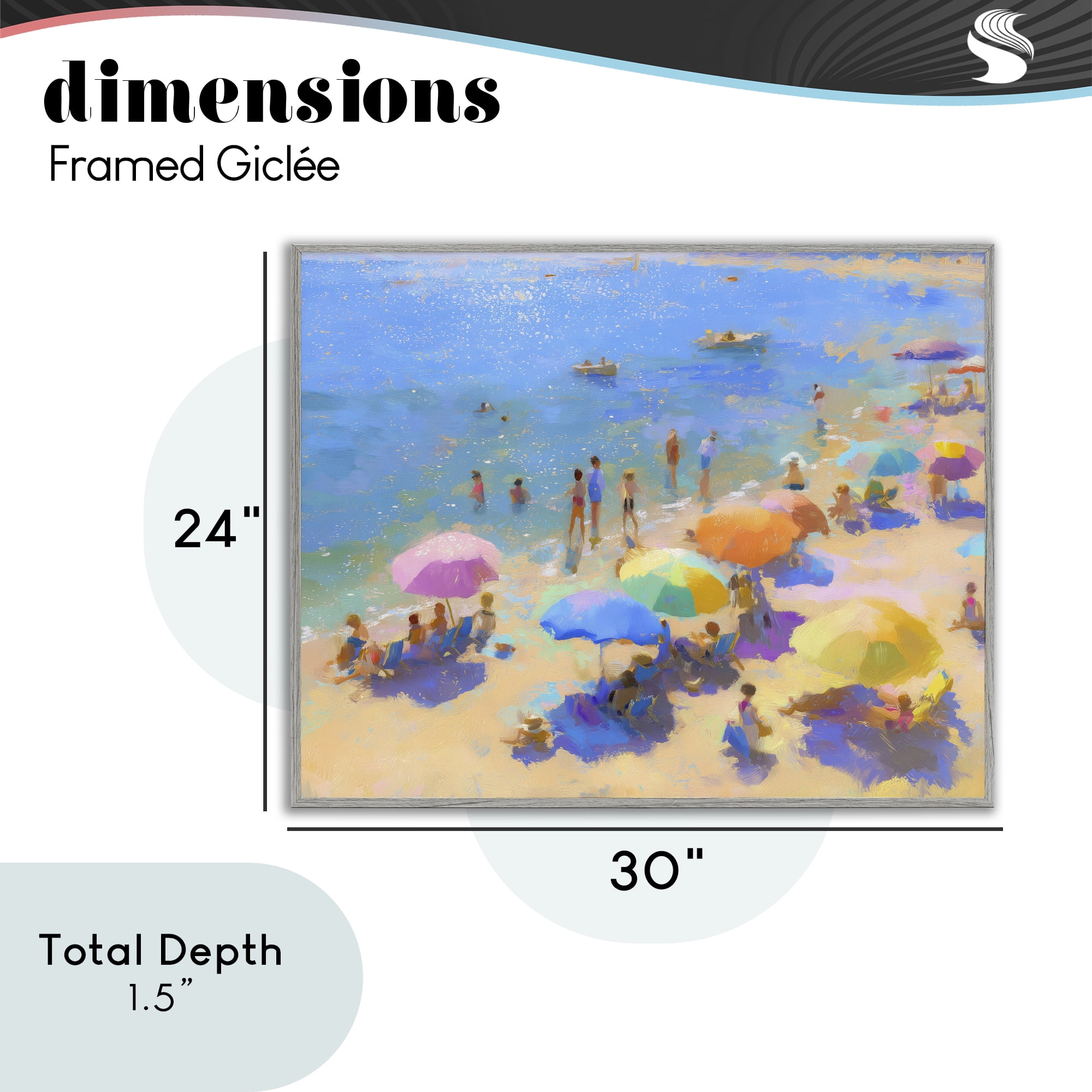 Stupell Industries Colorful Day at Beach Gray Framed Giclee Art, design by LSR Design Studio