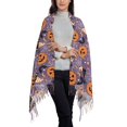 thumbnail image 2 of Honeii Vintage Halloween Black Cat Print Scarf Oversized Scarf Tassel Fall Winter Thick Scarf Warm Shawl Women,Women's Scarves & Wraps, 2 of 8