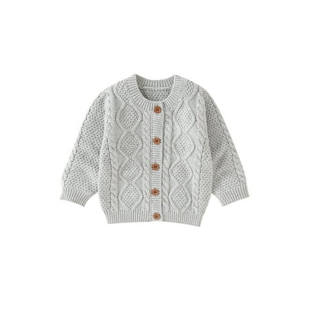 

Baby Girls Boys Sweater Cardigan Knit Long Sleeves Button Closure Loose Outerwear Tops