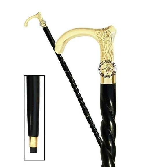 NAUTICALMARTUS BY Antique Derby Brass Head Handle Black Color Wooden Walking Stick Handmade New GIFT