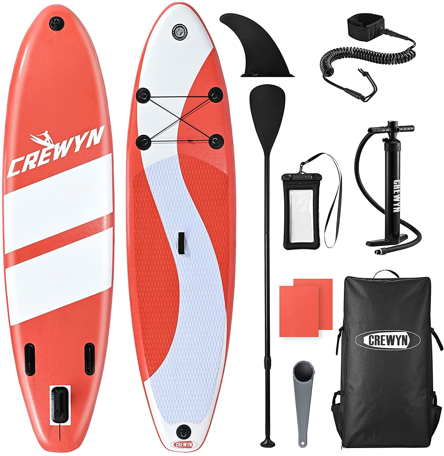 CREWYN Inflatable Stand Up Paddle Board 10x30x6 Lightweight Paddle Board with SUP Accessories Hand Pump 3 Bottom Fin for Surf Control & Backpack ISUP for Adults Youth Wide Stance Non-Slip Deck 