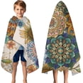 thumbnail image 3 of Vintage Pioneer Flower Collage Hooded Bath Towel，50"x30" for Ages 3 To 12 Kids, Quick Dry Lightweight Soft Microfiber Hood Beach Towel Cover Up for Kids, 3 of 7