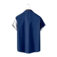 thumbnail image 6 of DeHolifer Men Shirt Short Sleeve Lapel Button Color Block Casual Shirt Loose Casual Fashion Blouse Tops Blue 4XL, 6 of 7