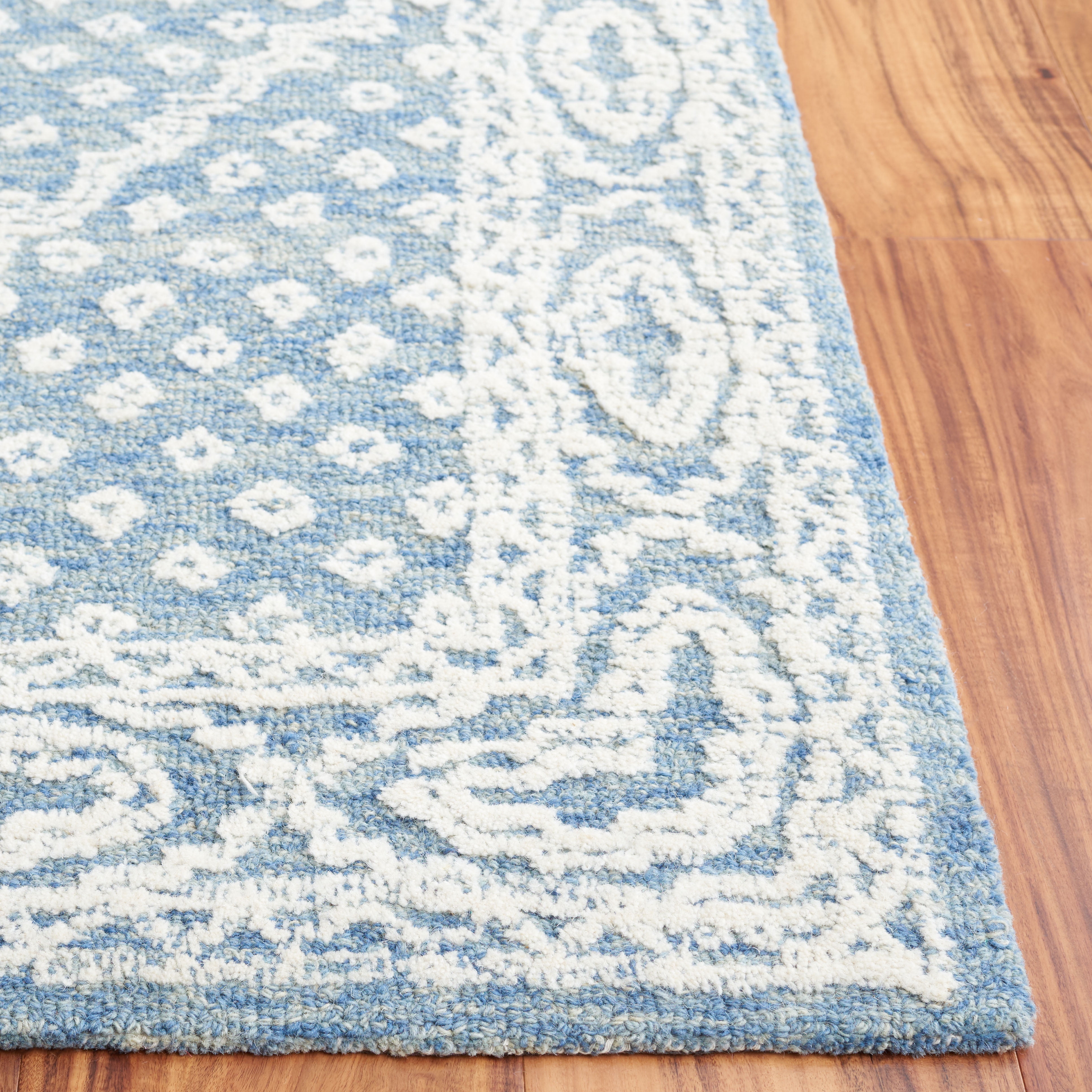 SAFAVIEH Ebony Aiden Bordered Area Rug, Ivory/Navy, 8' x 10'