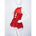 thumbnail image 3 of Aislor Girls Halter Sequin Ballet Dance Dress Christmas Mrs Claus Cosplay Costume Dancewear Red 8, 3 of 7