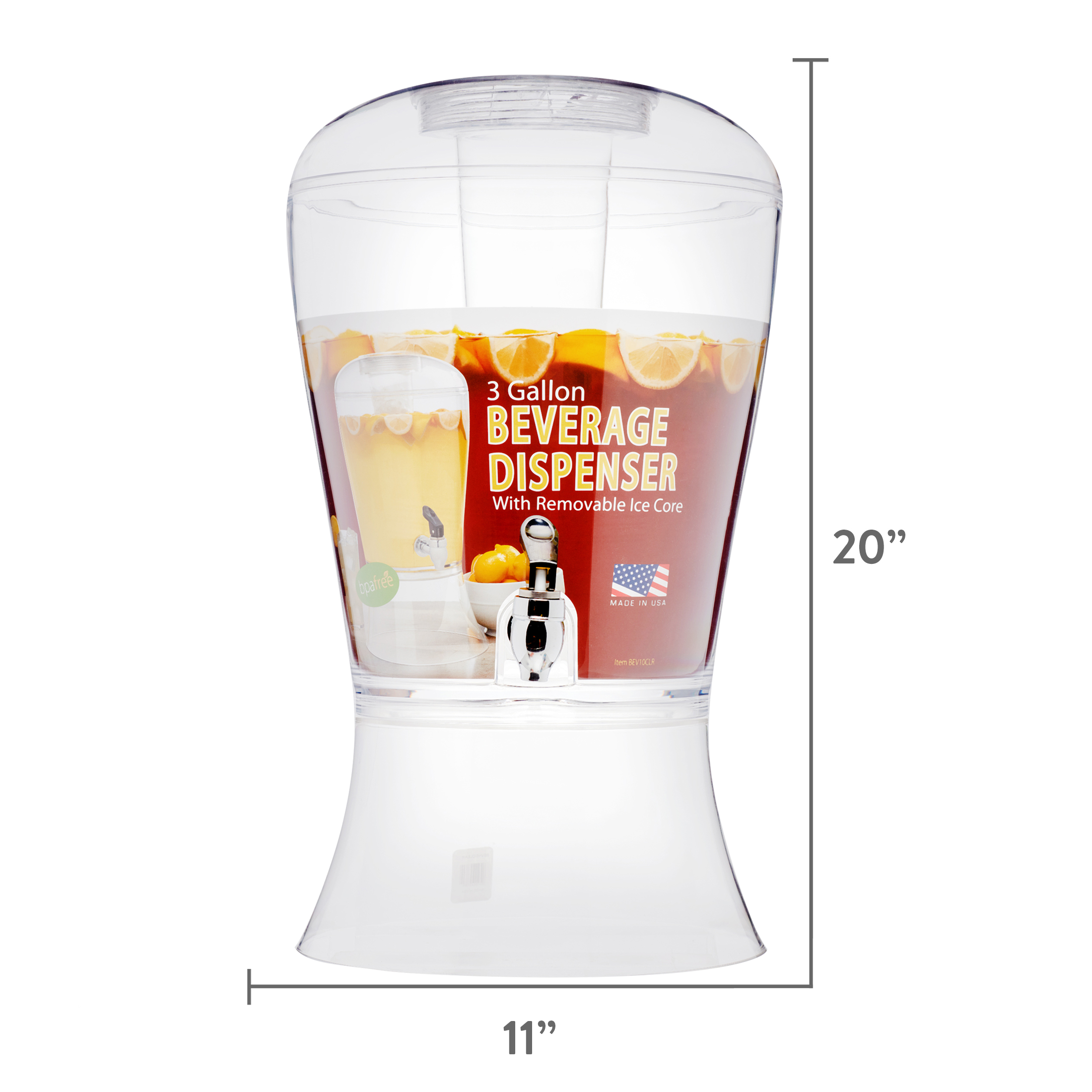 Creatively Designed Proucts  3 Gallon Clear Acrylic Beverage Dispenser With Ice Core - image 3 of 8