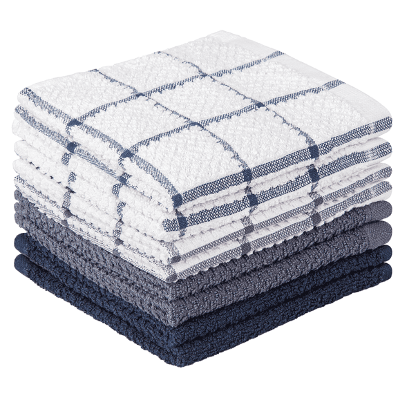 SUGARDAY Cotton Kitchen Towels Dish Towels for Drying Dishes 8 Pack, Hand Tea Towels Rags Dishcloths for Kitchen 12 x 12 Inches