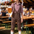 thumbnail image 4 of Trikvn Boys Bavarian Traditional Costume Plaid Long Sleeve Shirt and Suspender Shorts Set with Embroidery Details Classic Lederhosen Outfit for Halloween Party, 4 of 7