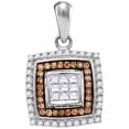 thumbnail image 1 of Pendentif Carré en Or Blanc 10kt pour Femmes, Diamant Brun Rond 1/3 Cttw, 1 of 1