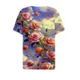 thumbnail image 4 of Fiudx Ofertas y Liquidaciones Blusa de Manga Corta Estampada a La Moda para Mujer, Blusas Informales con Cuello En V, 4 of 5