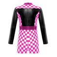 thumbnail image 2 of YONGHS Girls Racer Jumpsuit Kids Race Car Racer Driver Outfits Long Sleeve Checkerboard Unitard Black 6, 2 of 7