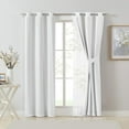 thumbnail image 3 of White Full Blackout Curtain Panels with Sheer Overlay Mix and Match Double Layer Thermal Insulated Window Treatment Set for Living Room White Drapes with Tiebacks Grommet Top 37" Wx95 Lx2, 3 of 17