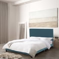thumbnail image 1 of CorLiving Juniper Fabric Upholstered Adult Queen Platform Bed Frame with Padded Headboard and Slats, No Box Spring Required, Blue, 1 of 8
