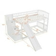 thumbnail image 3 of Harper & Bright Designs Bunk Bed Twin Over Twin Wooden Floor Bunk Bed with Slide and Storage Stairway, White, 3 of 13