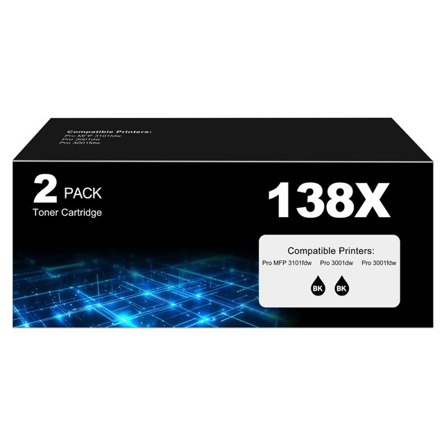 Cartucho de tóner negro compatible DEEIYUER 138X, paquete de 2