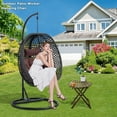 thumbnail image 3 of JUFU Black Egg Swing Chair with Stand, Hanging Rattan Chair with Cushion for Patio, Balcony, Living Room, 3 of 9
