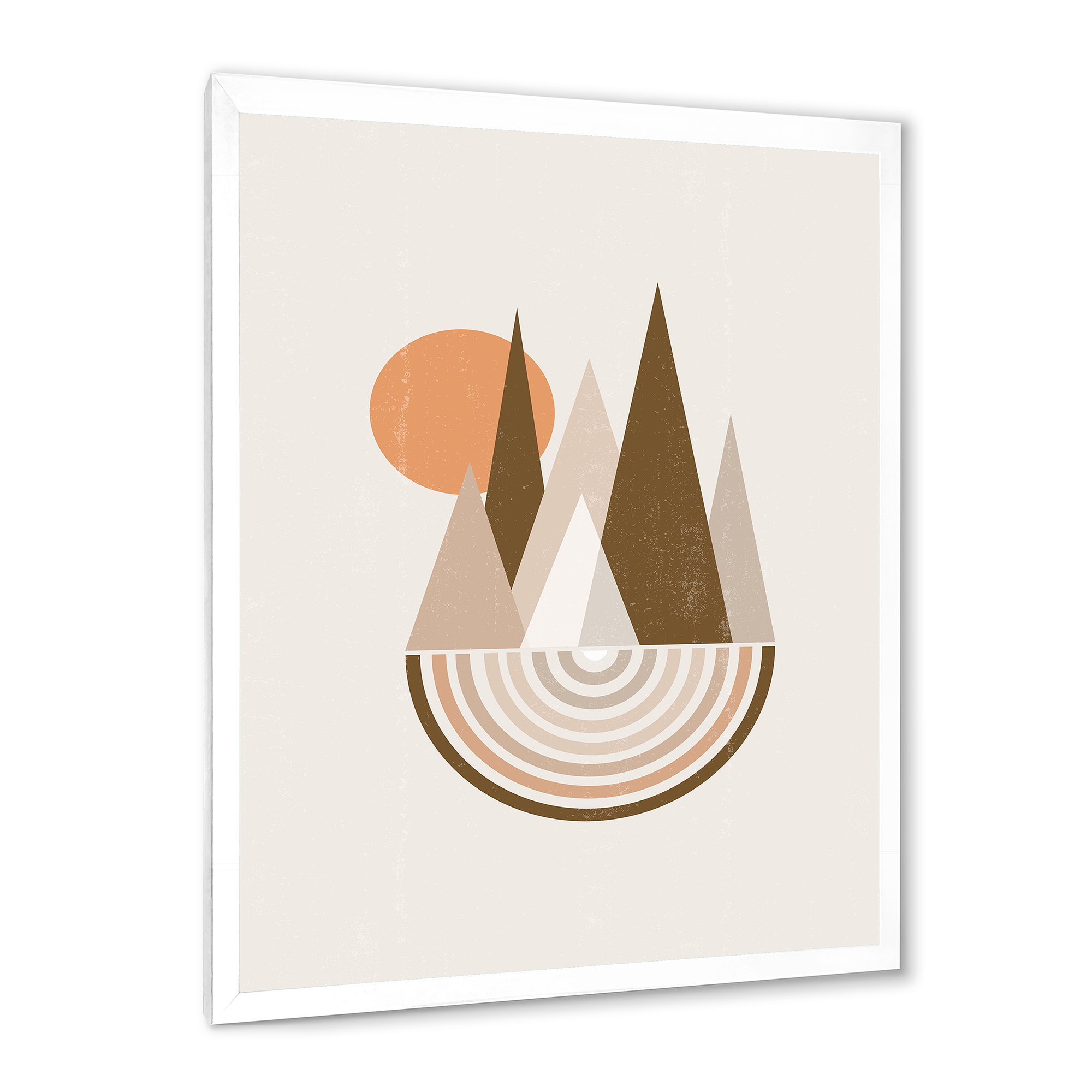 Designart 'Minimalistic Red Full moon Landscape With Mountain' Modern Framed Art Print
