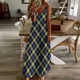 thumbnail image 3 of Blue And Yellow Plaid Dress Retro Checkerboard Party Maxi Dress V Neck Boho Beach Long Dresses Strap Aesthetic Oversized Clothes, 3 of 7