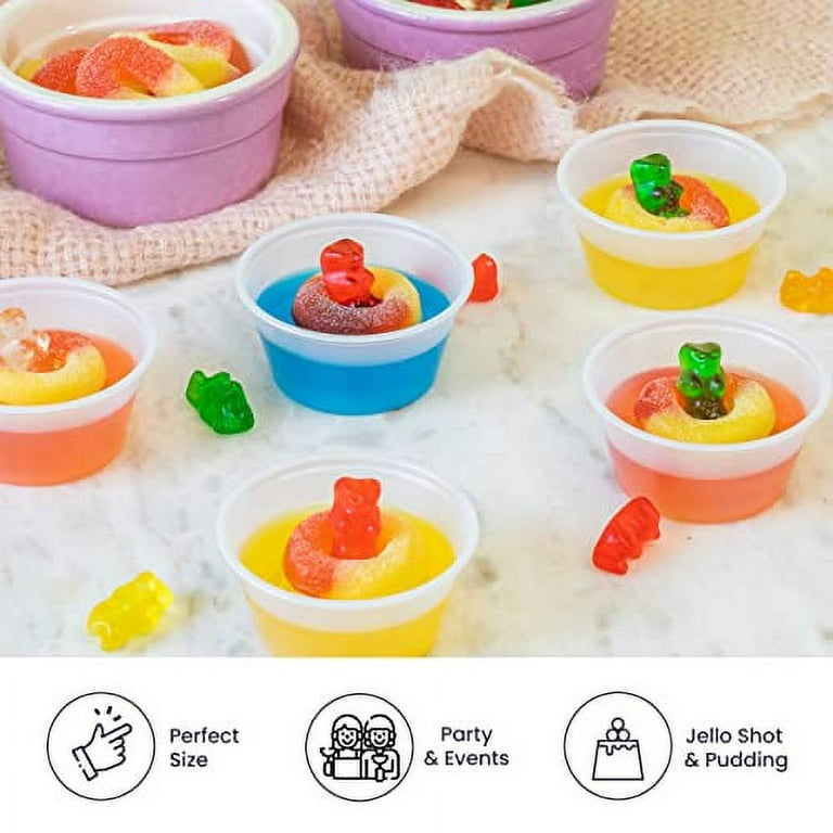 Mini Plastic Souffle Cups with Lids [2 oz - 100 Sets] Jello Shot Cups - 2oz  Cup, Small