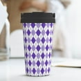 thumbnail image 6 of Fotbe Purple argyle Printed Insulated Travel Coffee Mug Spill Proof Leak Proof Stainless Steel Coffee Tumbler Reusable Coffee Cups with Lids Thermos, 6 of 8
