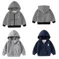thumbnail image 4 of Chenyin Toddler Baby Hooded Sweatshirt Jacket for Boys Long Sleeve Sweatsuit Tops 1-7 Years Boys Zipper Spring Fall Thicken Tracksuit Coats for Kids, 4 of 9