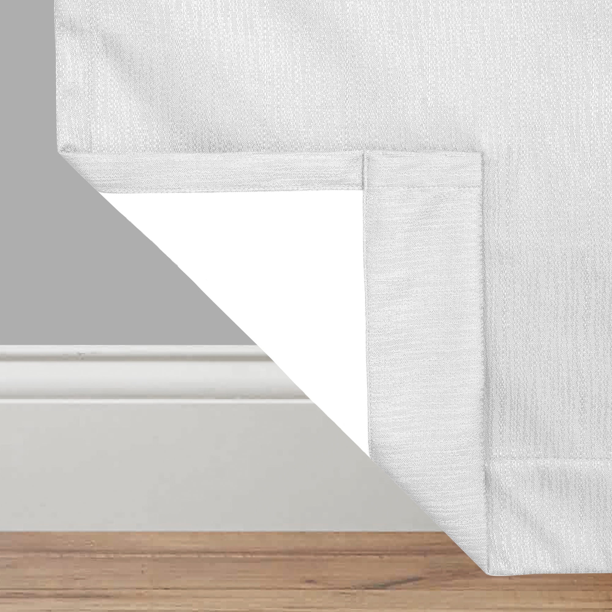 (2 pack) Eclipse Draft Stopper Room Darkening Fleece Lined Rod Pocket, Single Curtain Panel, White, 42" W x 63" L