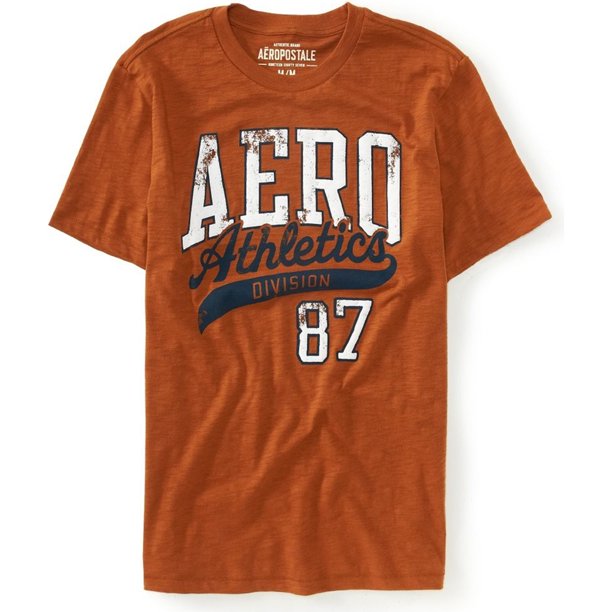 Camiseta gráfica Aeropostale Aero Athletics Puff Paint para hombre marrón XX-Large