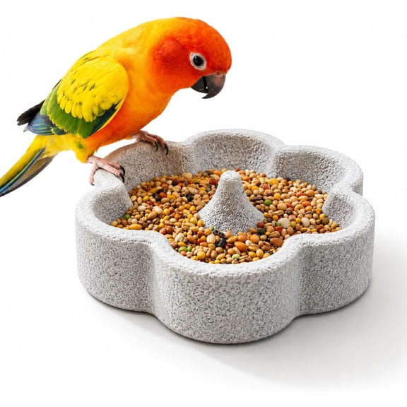 Natural Pumice Bird Food Bowl Cage Feeding Dish, Bird Feeder with Durable Stone Design for Small Pet Birds