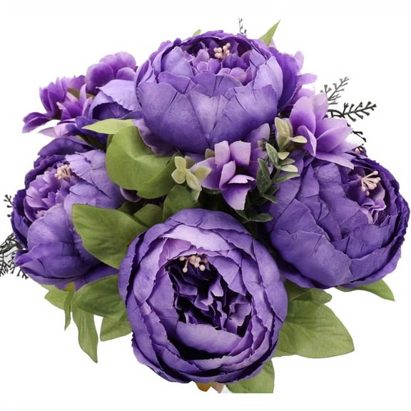 1pc Vintage Fabric Purple Peony, Artificial Flower Wedding Bouquets, Home Office Garden Party Decor, Thanksgiving Centerpiece - Wedding Decorations Lifelike Artificial Blooms, Bouquet Accessories