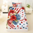 thumbnail image 3 of Manfei Watercolor Flowers Stars Twin Sheets,Us Flag 4Th Of July Bedding,Red White Blue,3-Piece,1 Fitted Sheet and 1 Pillowcase, 3 of 6