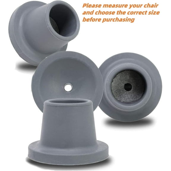 Replacement Feet for Shower Chair Bath Seat, Shower stools and Transfer Bench, Non-Skid Shower Bench and Tub Transfer Benches Rubber Suction Cup Feet, Metal Insert Reinforced (1-1/8" I.D, Grey)