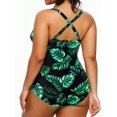 thumbnail image 3 of GHSDFBB Women Plus Size One Piece Swimsuits V Neck Tummy Control Bathing Suits Retro Ruched Swimwear, 3 of 6